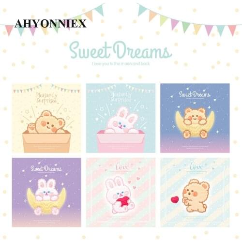AHYONNIEX Loved Plush Bear Rabbit Embroidery Patches for Girls Bag Iron On Patches for Clothes Small Glue Patch for Kids Clothes