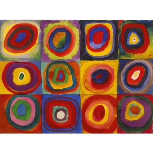Wall Decor Abstract Art oil Paintings Handmade Squares With Concentric Circles Modern Artwork On Canvas Picture For Living Room