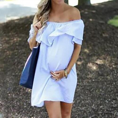 Pregnancy Clothes 2021 Sexy Album Photo Dress Women Maternity Off Shoulder Pregnancy Solid Sundress Pregnant Woman Dress Sale