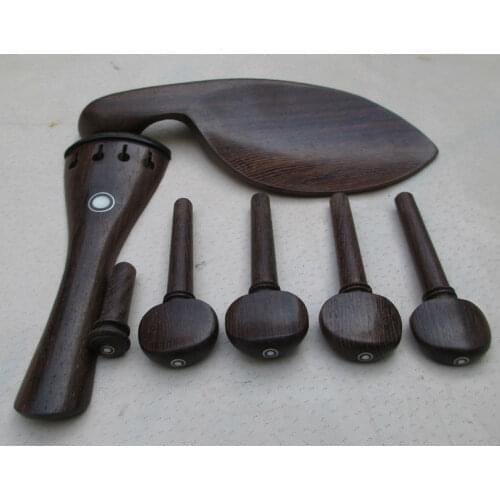 Wholesale 5 sets Wenge wood 4/4 Violin parts chinrests tail piece pegs endpins free shipping
