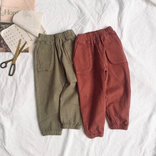 2 3 4 5 6 Years Kids Boys Pants Spring Autumn Casual Solid Color Trousers Big Pocket Loose Boys Pants Toddler Boys Sweatpants