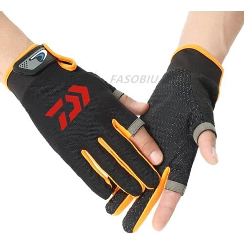 2021 New Daiwa 3 Fingers Cut Outdoor Sport Hiking Gloves Spring Cotton Waterproof Anti-slip Durable Fishing Glove