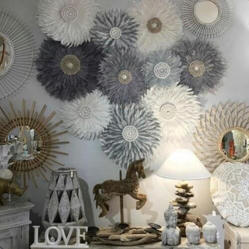 Feather White Conch Artificial Flower Wall Mounted Hanging Wedding Party Home Decor Декор стен из перьев