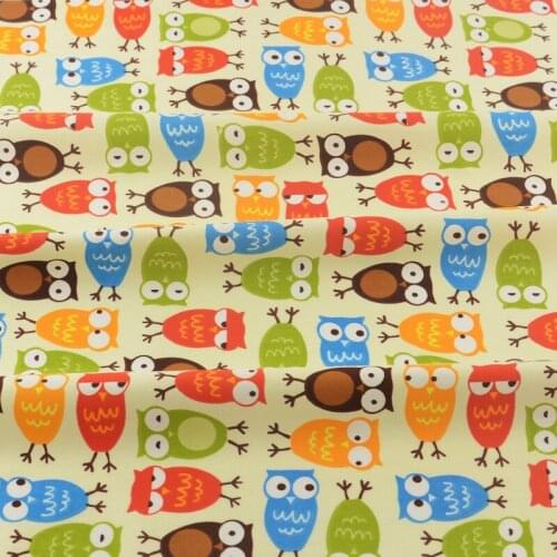 Bedding Printed Owls Design Decoration Tecido Scrapbooking Quilting Patchwork 100% Beige Cotton Fabric Sewing Cloth Home Textile