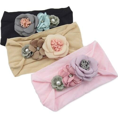 Nylon Fabric Stitching Flower Headdress Baby Hair Accessories Childrens Hairband Infant Soft Headband Stockings Headband