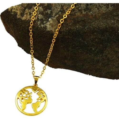 Drop Shipping Delicate World Map Necklace Women Trendy Globe Charm Boho Jewelry Wanderlust Earth Necklace Travel Gifts