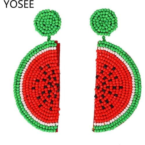 YOSEE 2019 Luxury Watermelon String Beads Dangle Earrings For Women Girl Wedding Bohemian Cute Statement Earrings Jewelry
