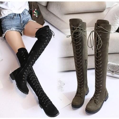 2021 Autumn/winter New Over-the-knee Boots for Women Thick Heel Fashion Boots Show Slim Boots Boots for Women Large Size 43