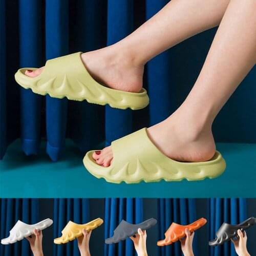 Men And Women Couple Thicken Summer Slippers Female Solid Color Home Indoor Shoes Serrated Edge Breathable Flip Flops