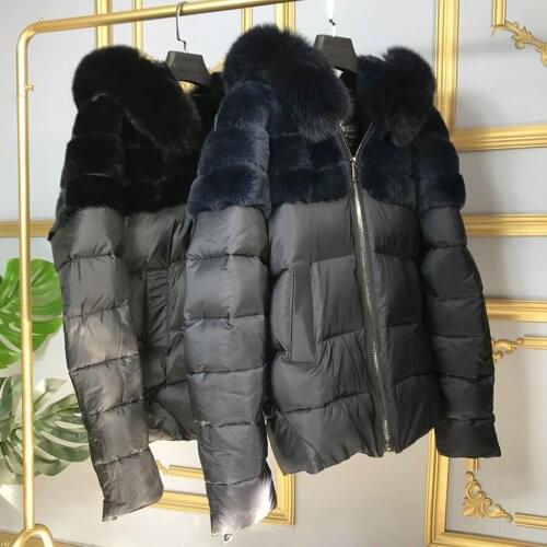 Fur Coat 100% Real Rex Rabbit Jacket Winter Warm Fashion Outerwear 2020 New-Style Female Overcoat Stand Collar