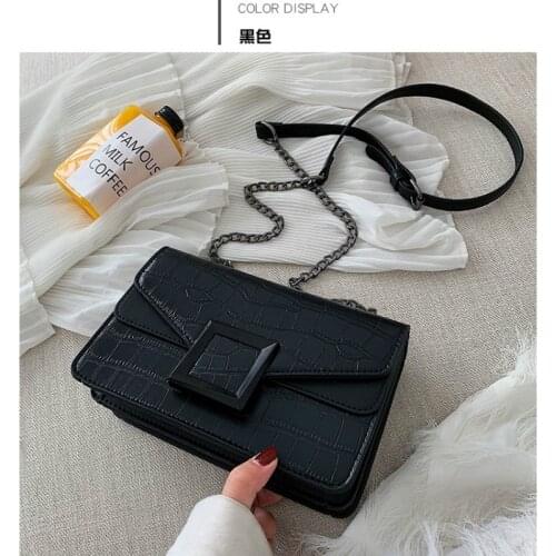 Stone Pattern PU Leather Crossbody Bags For Women 2021 Small Shoulder Messenger Bag Female Luxury Chain Handbags and Purses