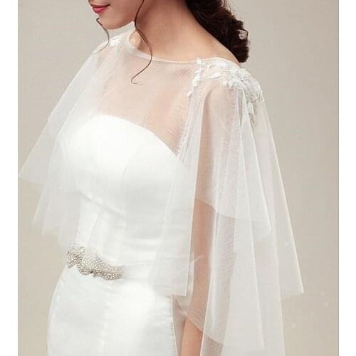 Wedding Jackets Wraps Bridal Capes Cloak Tulle Romantic chaqueta mujer Wedding Accessories Bridal Shrug