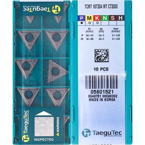 TCMT16T304-MT CT3000 Original Taegutac Carbide Inserts Turning Inserts Lathe Tools 10Pcs/Lot