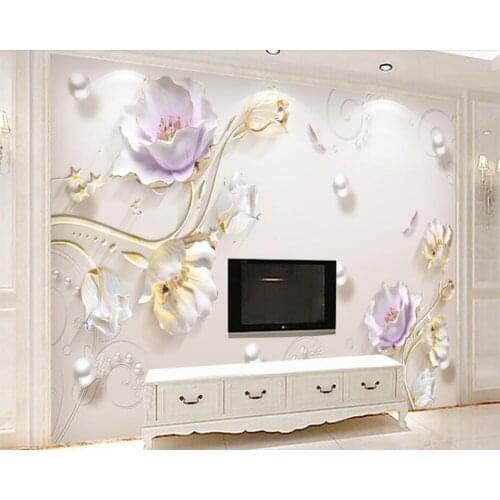 Jewelry Embossed Stereo Tulip 3d wallpaper mural papel de pared,living room TV sofa wall bedroom kitchen wall papers home decor