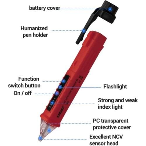 VD802 Non-contact AC Voltage Detector Tester Meter 12V-1000v Pen Style Electric Indicator LED Outlet AC Induction Voltage