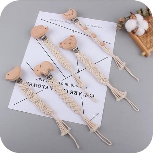 XCQGH Animal Baby Pacifier Holder Clip Chain Boho Braided Safe Nipple Holder Clips Chain