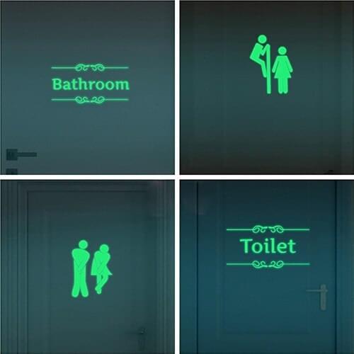 Funny Cartoon Luminous Bathroom Toilet Stickers DIY Home Decor Wall Decoration