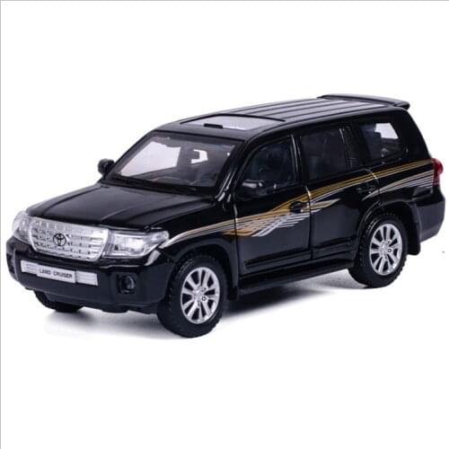 1: 24 Simulation Toyota Land Cruiser Alloy Car Model Childrens Sound and Light Toy Car Birthday Gift for New Year Black Car
