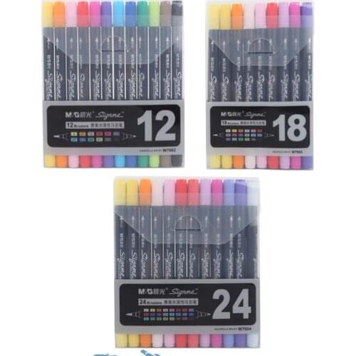 12 18 24 Colors /SET Graphic Drawing Art Marker Pen Manga Water Based Ink Color Brushand Fine Tip Sketch Stationery Supplies