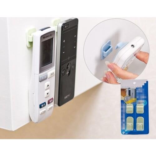 2Set(4Pcs) Self Adhesive Plastic Hooks Holder Remote Control Sticky Hook Hanger TV Air Conditioner Key Wall Storage Organization