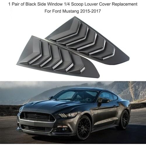 2pcs Black Side Window 1/4 Scoop Louver Cover Replacement For Ford Mustang 2015-2017 car styling