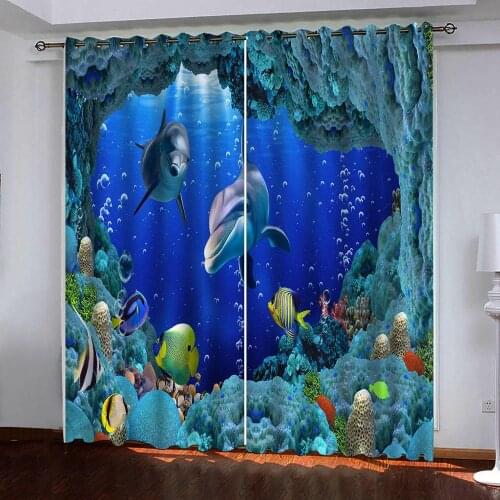 Animal underwater world 3D Curtain Kids Bedroom Living Room Curtain Home Decoration Parlour Room Blackout Curtains