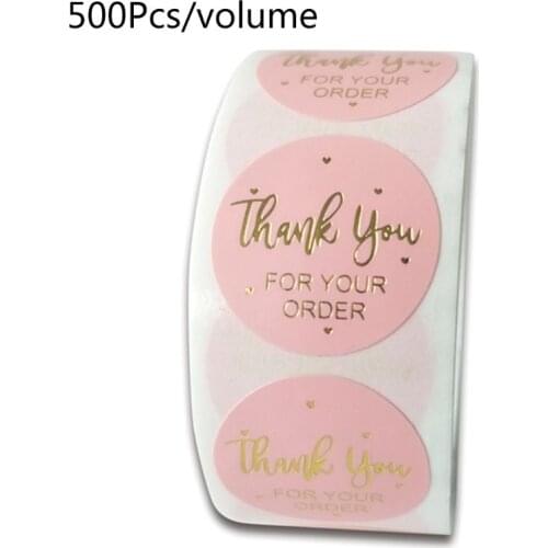 500Pcs/Roll Thank You for Your Order Stickers with Gold Foil Round Seal Labels Handmade Scrapbooking Packaging Stationery Decor
