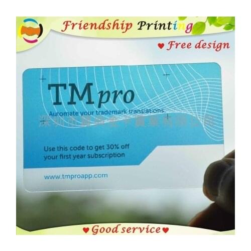Free shipping 200pcs print white ink transparen pvc business/name/visiting card printing