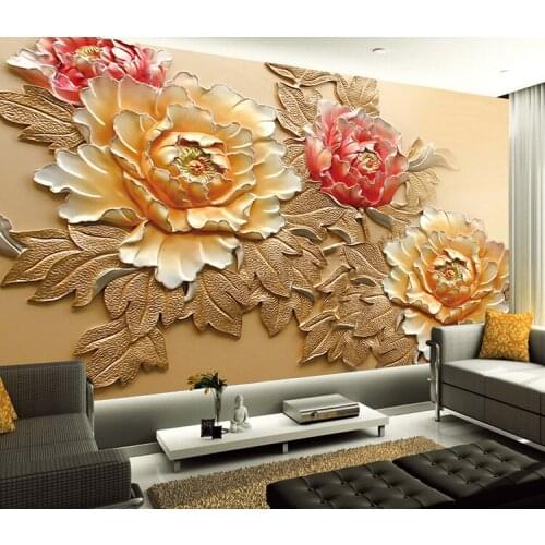 8D Large Papel Mural Chinese Peony 3d Flower Wallpaper Mural 3D Photo Mural Wall paper for Living Room 3d Wallcovering