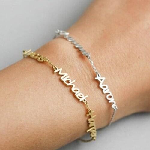 Custom Name Bracelet Personalized 3 Names Bracelet Gold Chain Name Jewelry For Family Lovers Stainless Steel Bijoux Femme