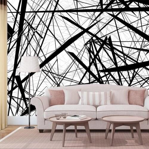 Black White Line Custom Abstract Photo 3d Wallpapers Murals for Living Room Home Decor Walls Paper Vinyl PVC Wall Rolls Prints