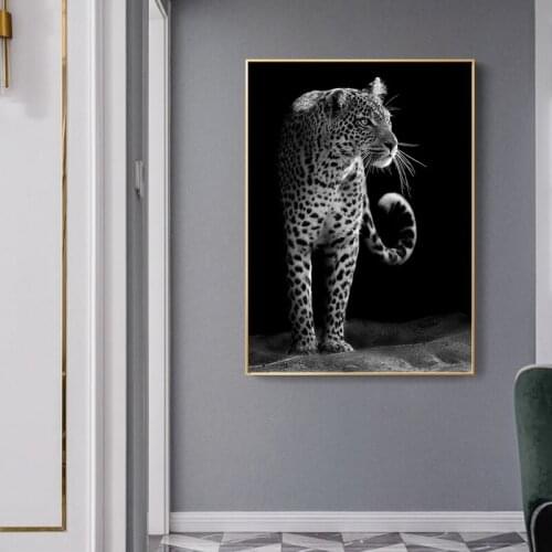 Black and White Cheetah Animal Canvas Painting Posters and Prints Cuadros Wall Art Picture Dropshipping Home Decor Pictures Art
