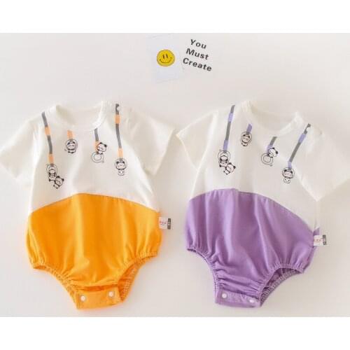 Cute Baby Rompers Cartoon Printed Infant Girls Jumpsuit Comfortable Cotton Baby Boy Romper Casual Summer Newborn Clothes 0-18M