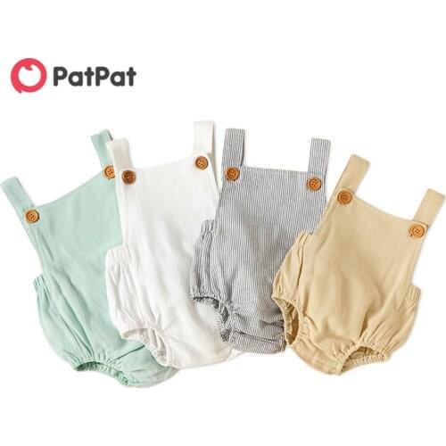 PatPat Baby Girl Solid Sleeveless Romper