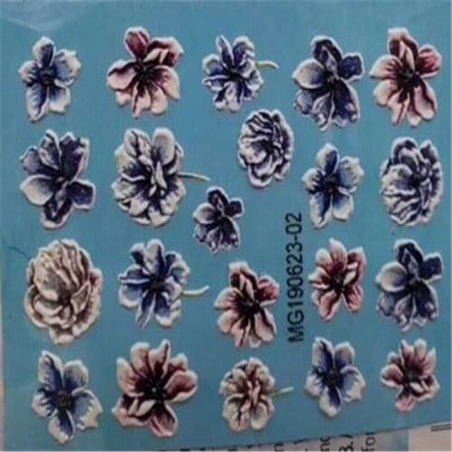 Diy 6d Cubic Engraved Traceless Nail Stickers Flowers Water Slide Nail Decal Nail Art Nail Decor