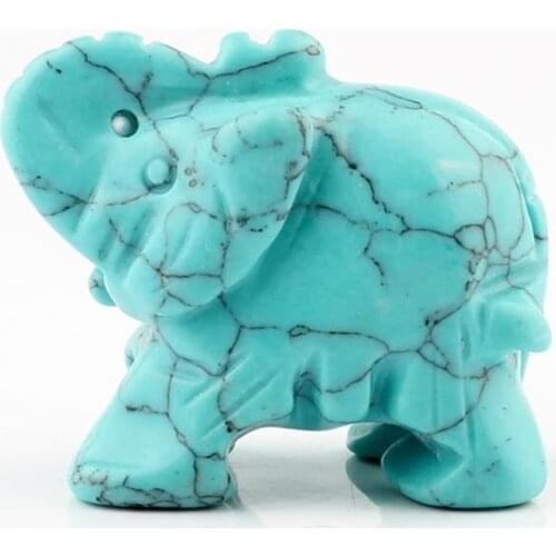 1Pc Blue Stone Elephant Artware Crystal Pocket Crafts Furnishings Lucky Items Aura Feng Shui Home Office Decoration Ornament