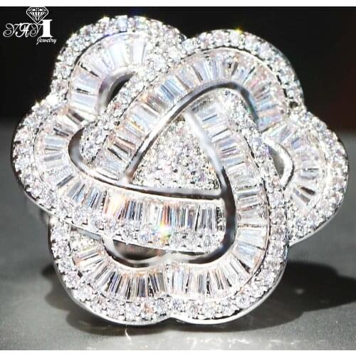 YaYI Jewelry Princess Cut 9.7 CT White Zircon Silver Color Engagement Rings wedding Heart Rings Girls Party Rings Gifts 858