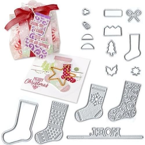 Julyarts Stockings Metal Dies for Card Making New for 2021 Scrapbooking Craft Stencil DIY Album Sheet Mold Mould Decor