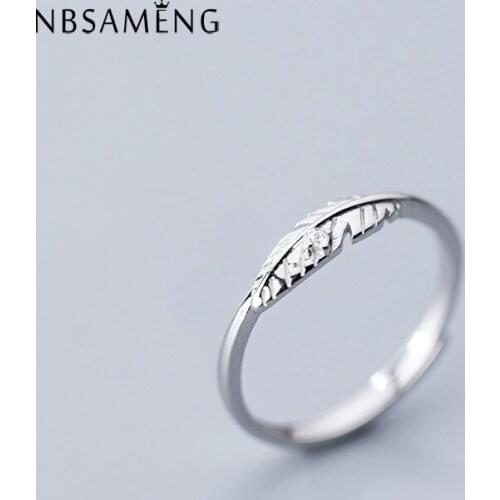 925 Sterling Silver Ring Crystal Stone Finger Rings Leaf Adjustable For Women Wedding Engagement Jewellery