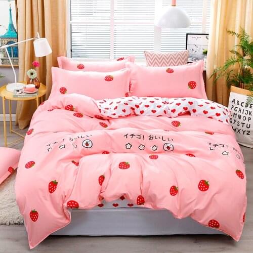 Solstice Home Textile Teenage Girls Dream Bedding Sets Pink Duvet Cover Pillowcases Stripe Bed Sheet Kid Adult Linens Queen Twin