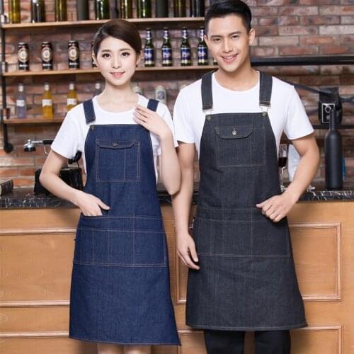 Cowboy apron sleeveless Korean fashion coffee shop restaurant