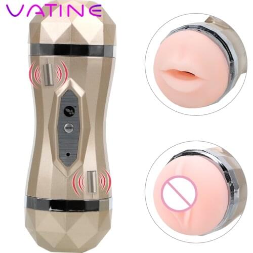 VATINE Male Masturbator Vibrator Masturbation Cup Real Vagina Voice Interaction Deep Throat Pussy Mouth Sex Toys for Men