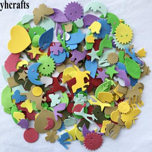 1bag/LOT,Mixed animal weather irregular farm animals dog cat flower foam stickers Kindergarten ornament,Early educational toy