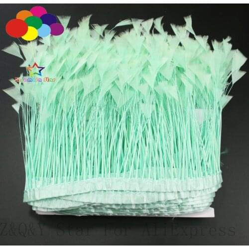 Natural 10-15CM (4-6 inches) tear flat head turkey feather dyed mint green making cloth edge DIY craft jewelry feather