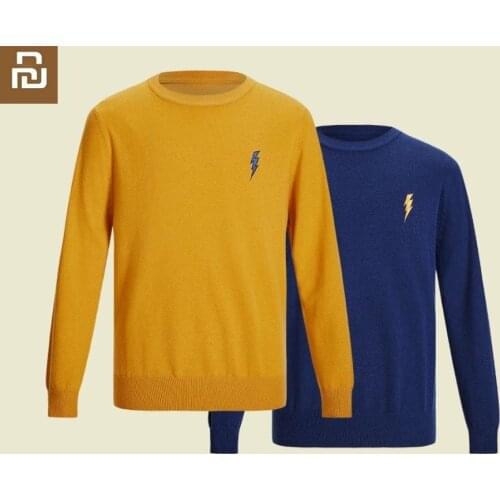 Youpin New Fashion man knitting embroidery Slim round neck shirt Soft warm Autumn Winter Male long sleeve sweater