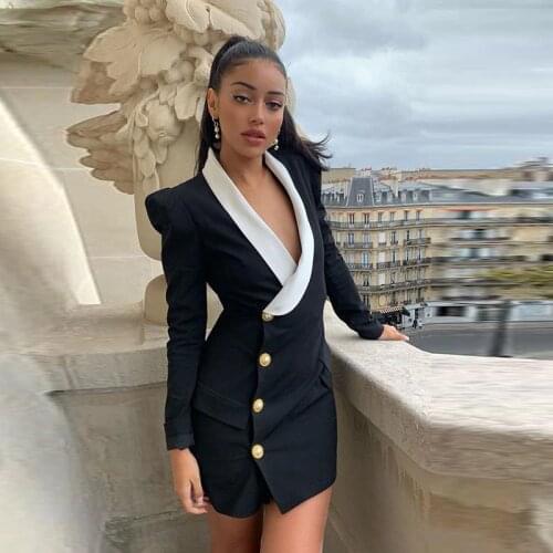 New Arrivals Women Black Dress Button Long Sleeve Pocket Autumn And Winter Dress Fashion Women Clothese