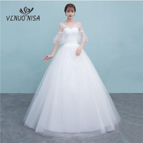 New Illusion Backless Wedding Dresses Delicate Sweetheart 3D Flowers Flare Sleeve Sequin Bridal Dresses Plus size Cheap Gown