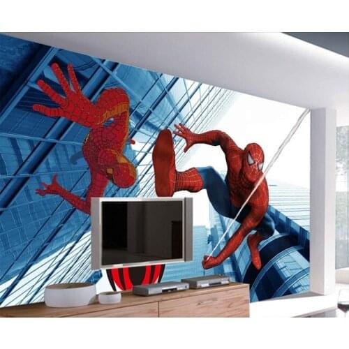 Custom papel DE parede infantil, spider-man 3 d mural for bedroom of children room background wall silk cloth wallpaper