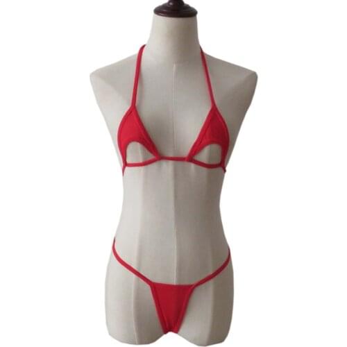 VIKINII 2021 Sexy Red Exotic Mini Bikinis Female Swimwear Square String Thong Micro Swimsuit Women Bathing Suits Minimal Cover