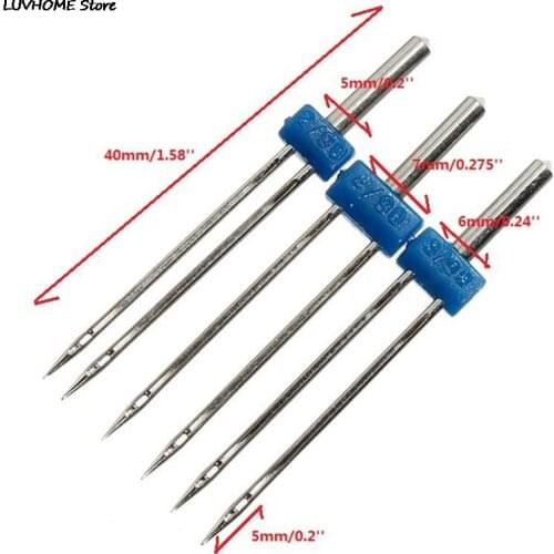 3pcs 2/90-3/90-4/90 For Singer Janome Brother Feiyue Sewing Machine Double Twin Needle Pins Clothing Decor Needlework Craft Size